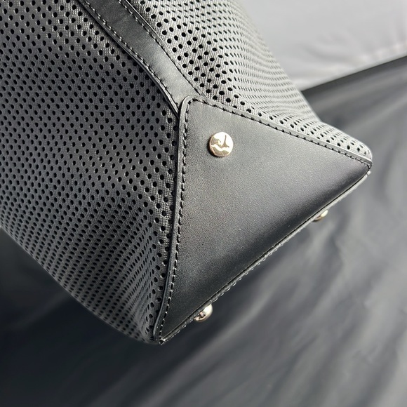 New Lo & Sons 15” Seville Shell in Dk Grey Perforated Saffiano Leather - Picture 2 of 6